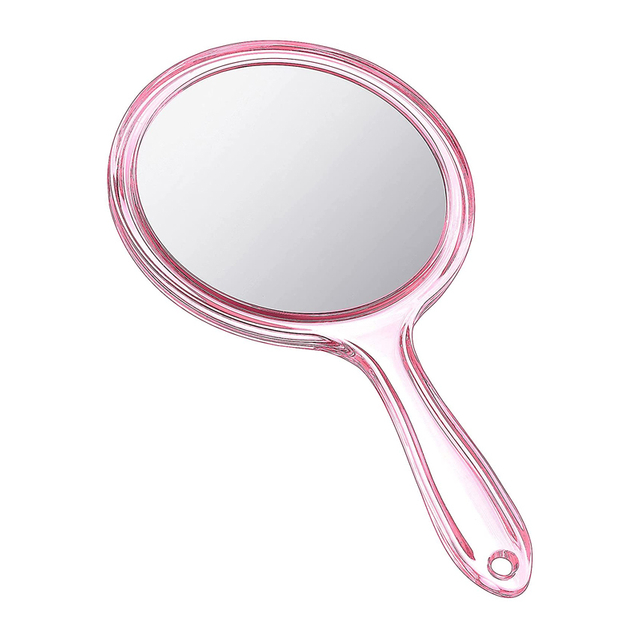 Round Double Sided Pink Handheld Mirror